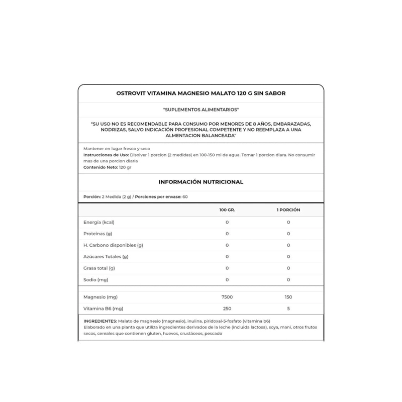 MAGNESIO MALATO NATURAL 120GR - OSTROVIT - 2