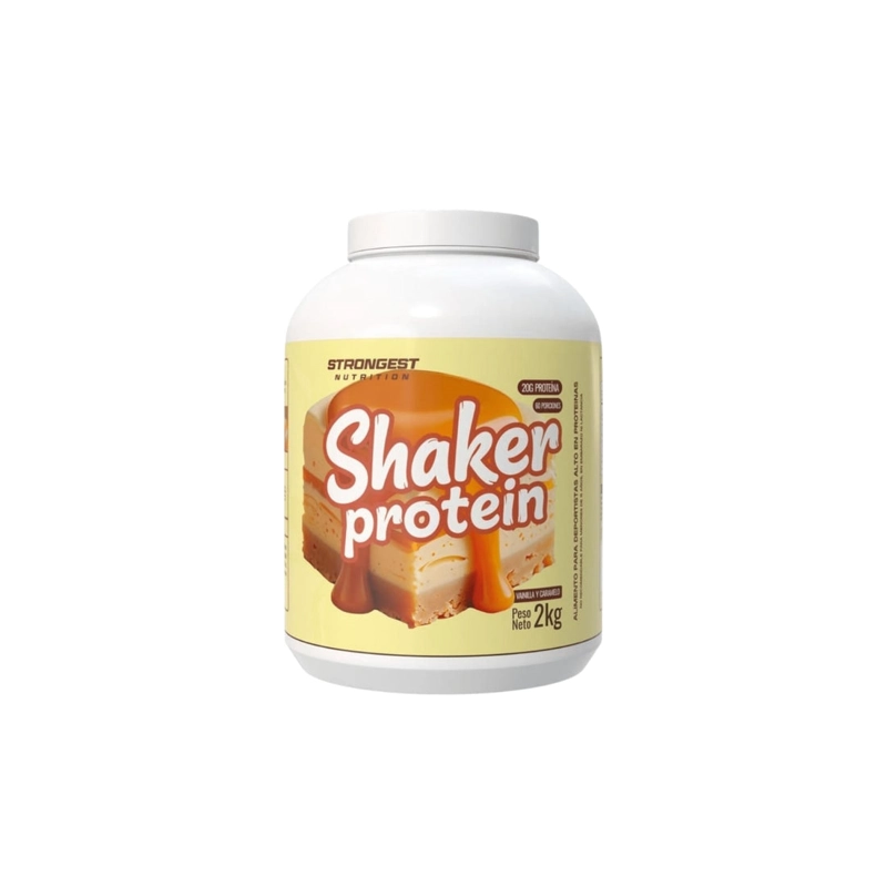 PROTEINA SHAKER 2KG 60SERV VAINILLA CARAMELO - STRONGEST - 1