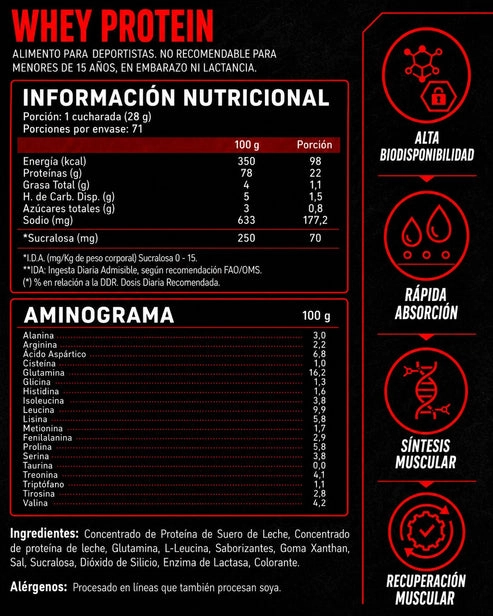 PROTEINA WHEY 71SV 2000GR VAINILLA- 4ACTIVE - 2