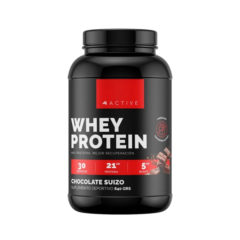 PROTEINA WHEY 30SV 840GR CHOCOLATE SUIZO - 4ACTIVE - 1