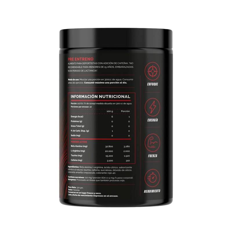 PRE ENTRENO BEAST 320GR NARANJA- 4ACTIVE - 2