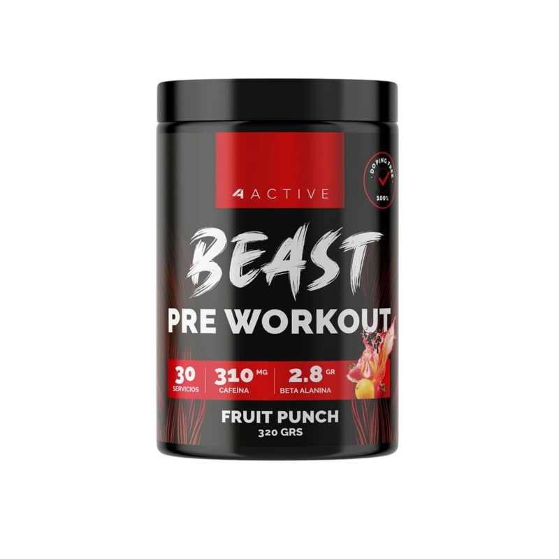 PRE ENTRENO BEAST 320GR FRUIT PUNCH- 4ACTIVE - 1