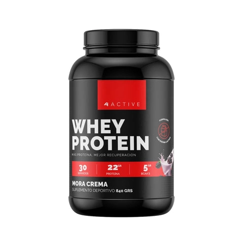 PROTEINA WHEY 30SV 840GR MORA CREMA - 4ACTIVE - 1