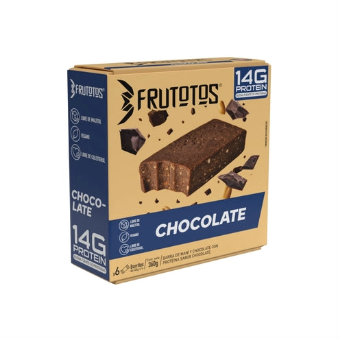 BOX 6 BARRAS DE PROTEINA VEGANA CHOCOLATE 14GR DE PROTEINA - FRUTOTOS - 1