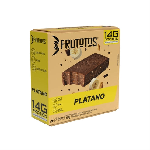 BOX 6 BARRAS DE PROTEINA VEGANA PLATANO 14GR DE PROTEINA - FRUTOTOS - 1
