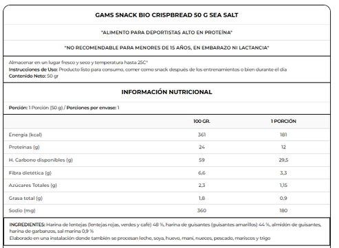 GALLETA CRUJIENTE SALADA 50GR SAL DE MAR - GAM'S - 2