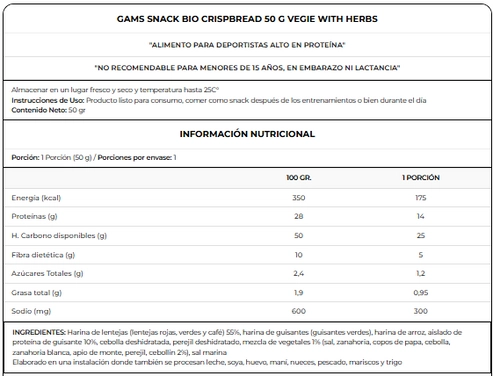 GALLETA CRUJIENTE SALADA 50GR HIERBAS -GAM'S - 2