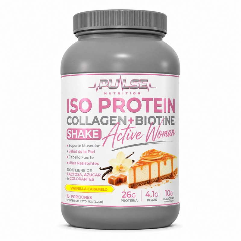 PROTEINA ISO SHAKE COLLAGEN + BIOTINA 2.2LB VAINILLA CARAMEL - PULSE NUTRITION - 1