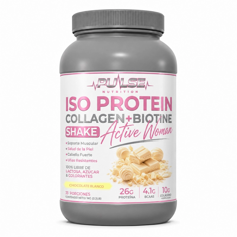 PROTEINA ISO SHAKE COLLAGEN + BIOTINA 2.2LB CHOCOLATE BLANCO- PULSE NUTRITION - 1