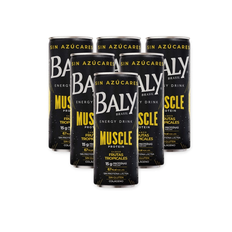 PACK 6 ENERGETICAS BALY MUSCLE PROTEIN FRUTAS TROPICALES 250ML- BALY - 1