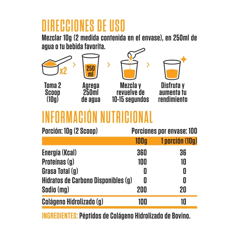 PEPTIDOS DE COLAGENO HIDROLIZADO 1&3 1KG 100 SV SIN SABOR - SPORTNUTRISHOP - 2