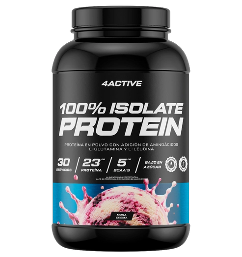 PROTEINA 100% ISOLATE 840GR 30 SERVICIOS MORA CREMA - 4ACTIVE - 1