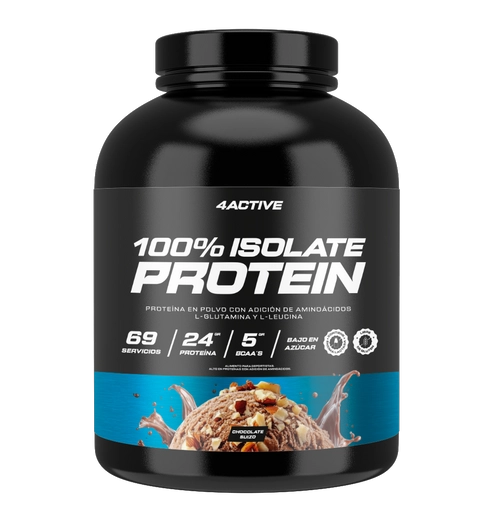 PROTEINA 100% ISOLATE 2000GR 69 SERVICIOS CHOCOLATE SUIZO - 4ACTIVE - 1