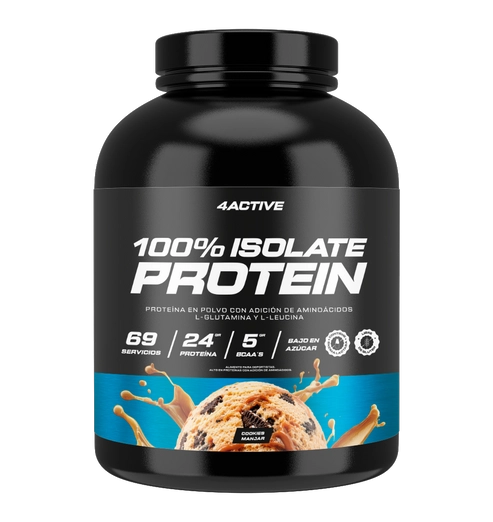 PROTEINA 100% ISOLATE 2000GR 69 SERVICIOS COOKIES MANJAR - 4ACTIVE - 1