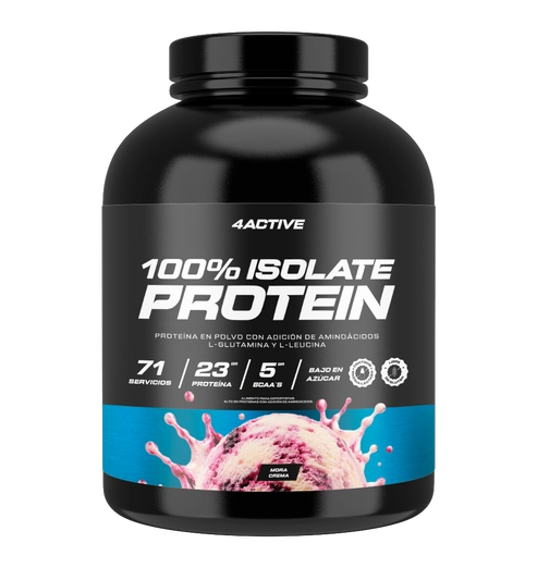 PROTEINA 100% ISOLATE 2000GR 71 SERVICIOS MORA CREMA - 4ACTIVE - 1