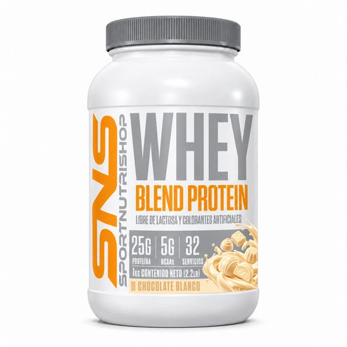 PROTEINA WHEY BLEND 1KG 32 SERVICIOS CHOCOLATE BLANCO - SPORTNUTRISHOP - 1