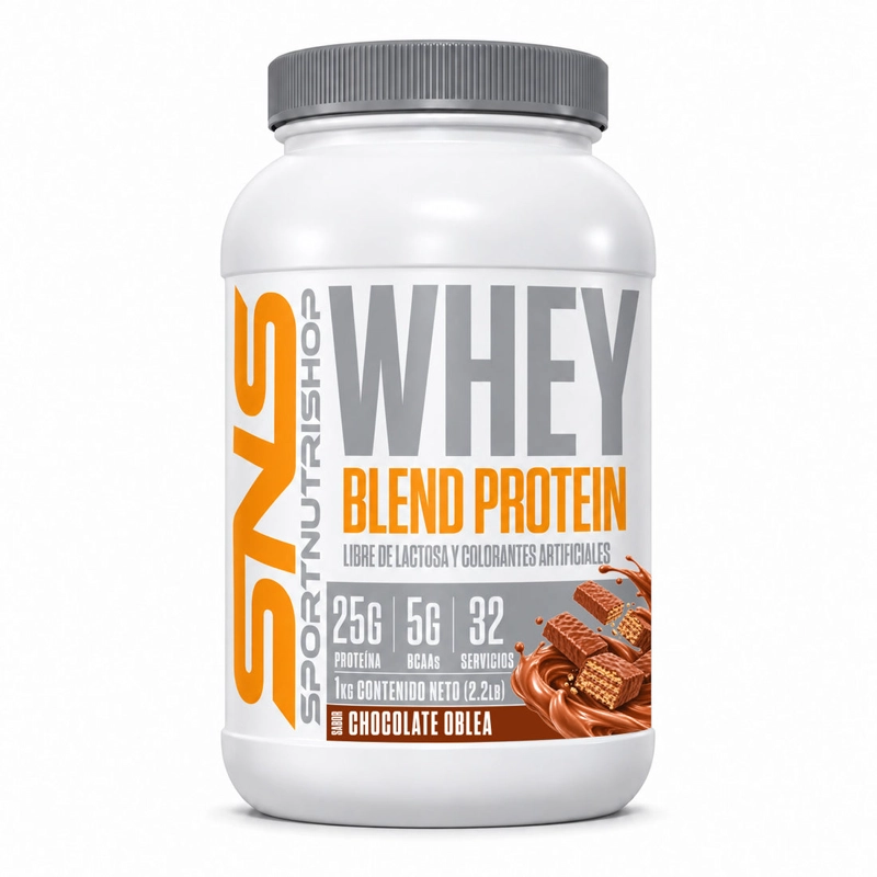 PROTEINA WHEY BLEND 1KG 32 SERVICIOS CHOCOLATE OBLEA - SPORTNUTRISHOP - 1
