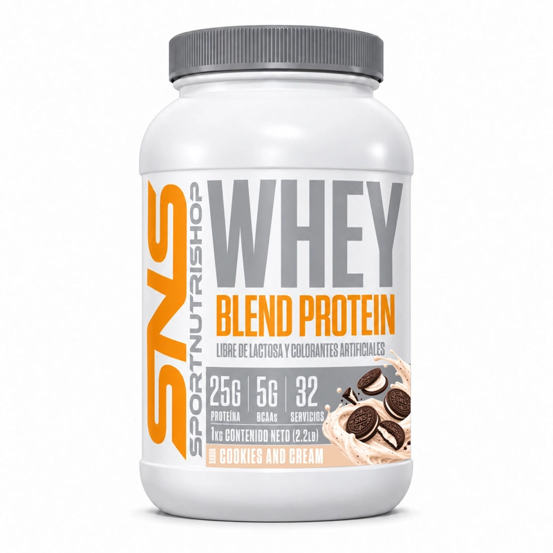 PROTEINA WHEY BLEND 1KG 32 SERVICIOS COOKIES AND CREAM - SPORTNUTRISHOP - 1