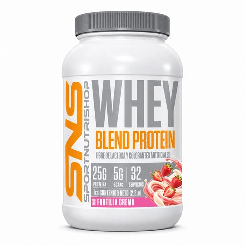 PROTEINA WHEY BLEND 1KG 32 SERVICIOS FRUTILLA CREMA - SPORTNUTRISHOP - 1