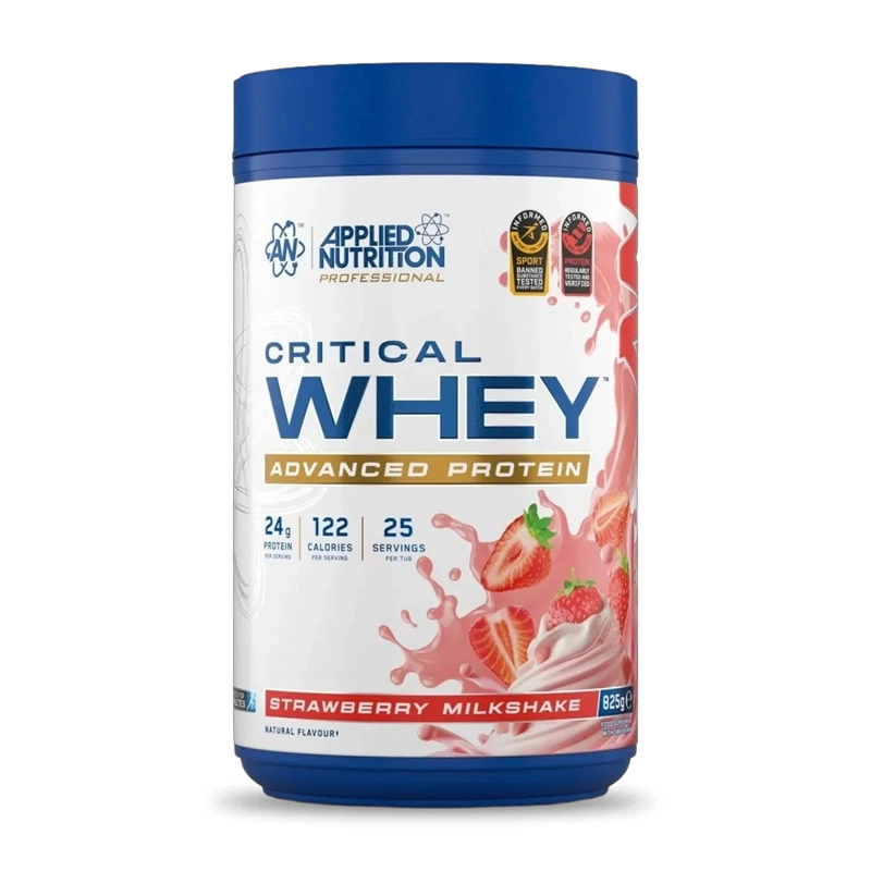 PROTEINA CRITICAL WHEY 825GR 25SV STRAWBERRY MILSHAKE- APPLIED NUTRITION - 1