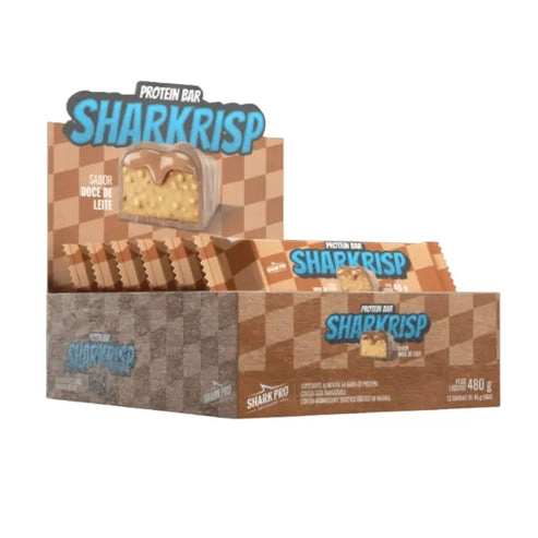 BARRAS DE PROTEINA SHARKRISP 12UNI DULCE DE LECHE - SHARK PRO - 1