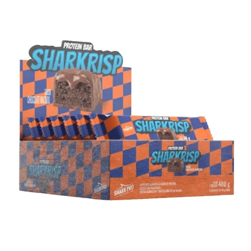 BARRAS DE PROTEINA SHARKRISP 12UNI CHOCOLATE MALTADO - SHARK PRO - 1