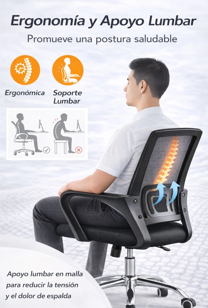 SILLA EJECUTIVA COSAS CASA NEGRO OFICINA PC ESCRITORIO GIRATORIA DALLAS - 7