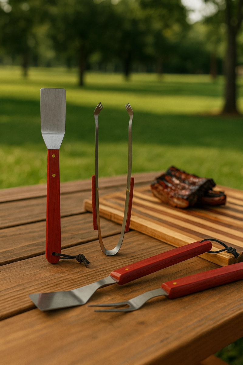 SET PARRILLERO DE 4 UTENSILIOS PARA BARBARCOA - 1