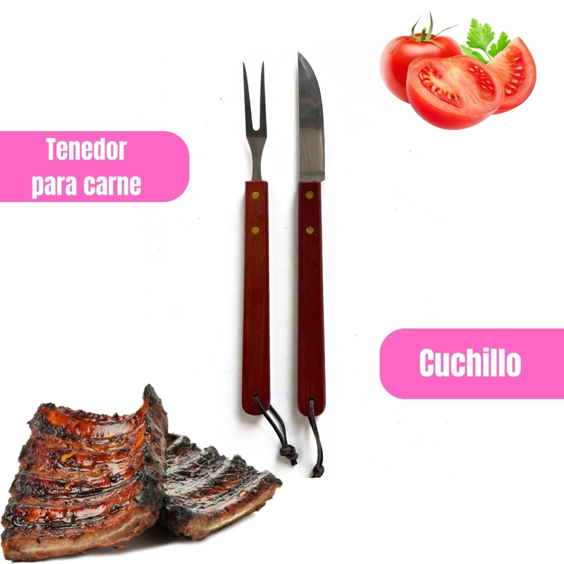 SET PARRILLERO DE 4 UTENSILIOS PARA BARBARCOA - 8