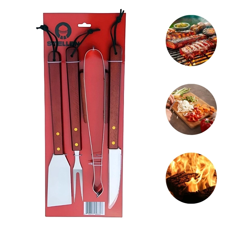 SET PARRILLERO DE 4 UTENSILIOS PARA BARBARCOA - 9