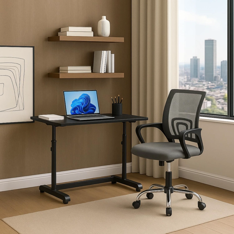 ESCRITORIO CON ALTURA AJUSTABLE 80X60X63-86CM FUNCIONAL BILBAO NEGRO - 6