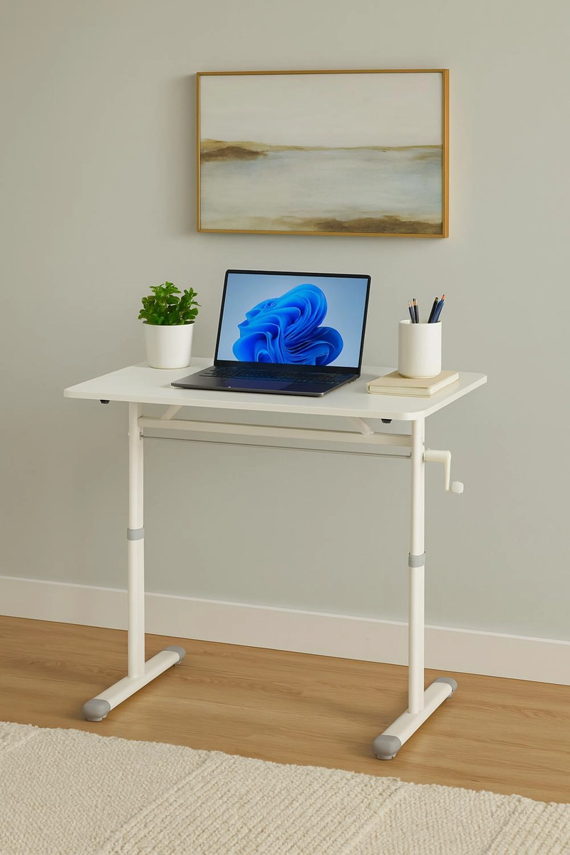 ESCRITORIO CON ALTURA AJUSTABLE 100X60X63-86CM FUNCIONAL TENERIFE BLANCO - 1