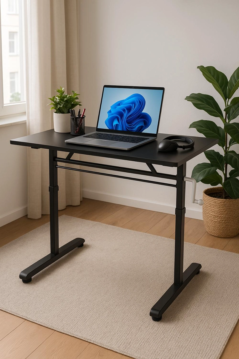 ESCRITORIO CON ALTURA AJUSTABLE 100X60X63-86CM FUNCIONAL TENERIFE NEGRO - 3