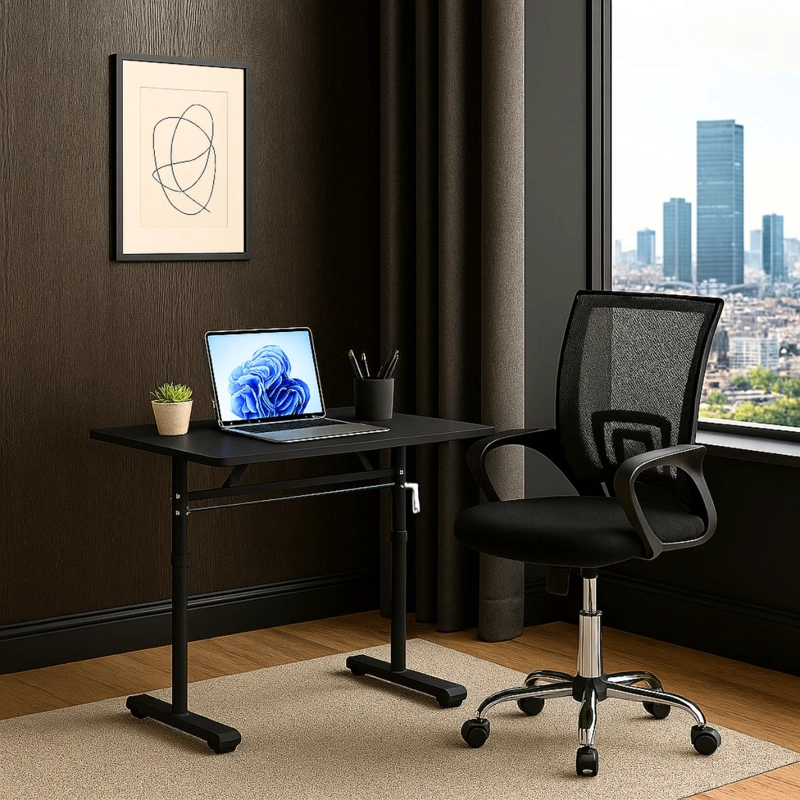 ESCRITORIO CON ALTURA AJUSTABLE 100X60X63-86CM FUNCIONAL TENERIFE NEGRO - 6