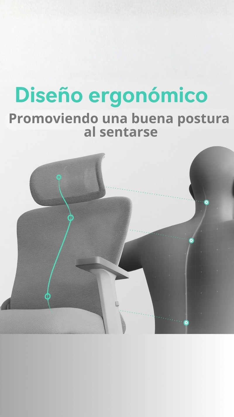 SILLA DE ESCRITORIO - OFICINA - GAMER HOUSTON GRIS - 7