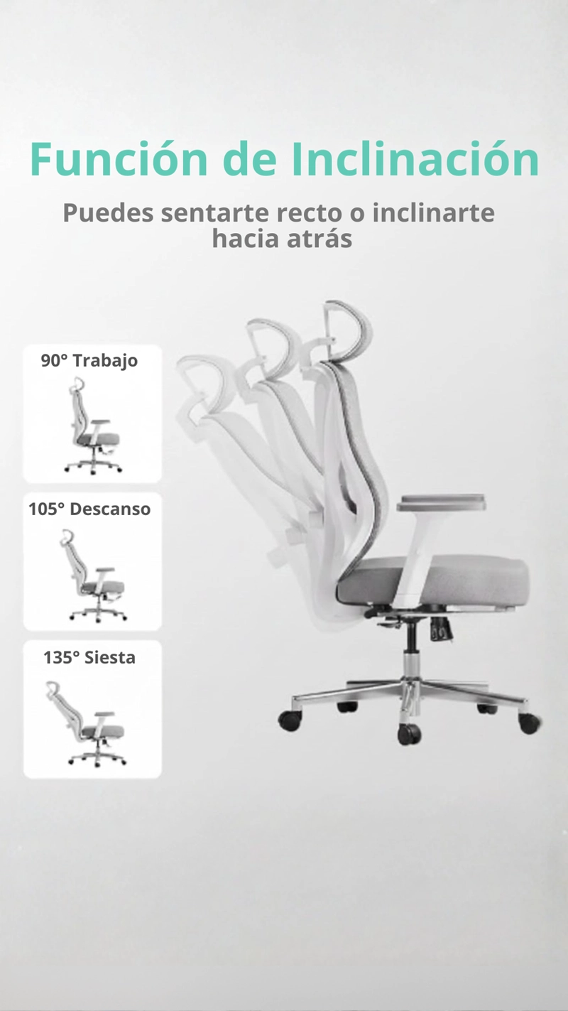 SILLA DE ESCRITORIO - OFICINA - GAMER HOUSTON GRIS - 9
