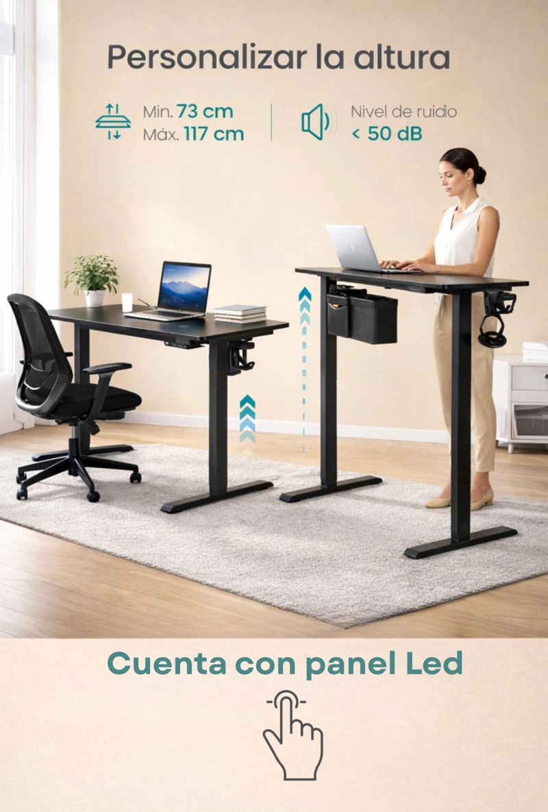 ESCRITORIO ELECTRICO ALTURA REGULABLE BAVARO NEGRO - 5