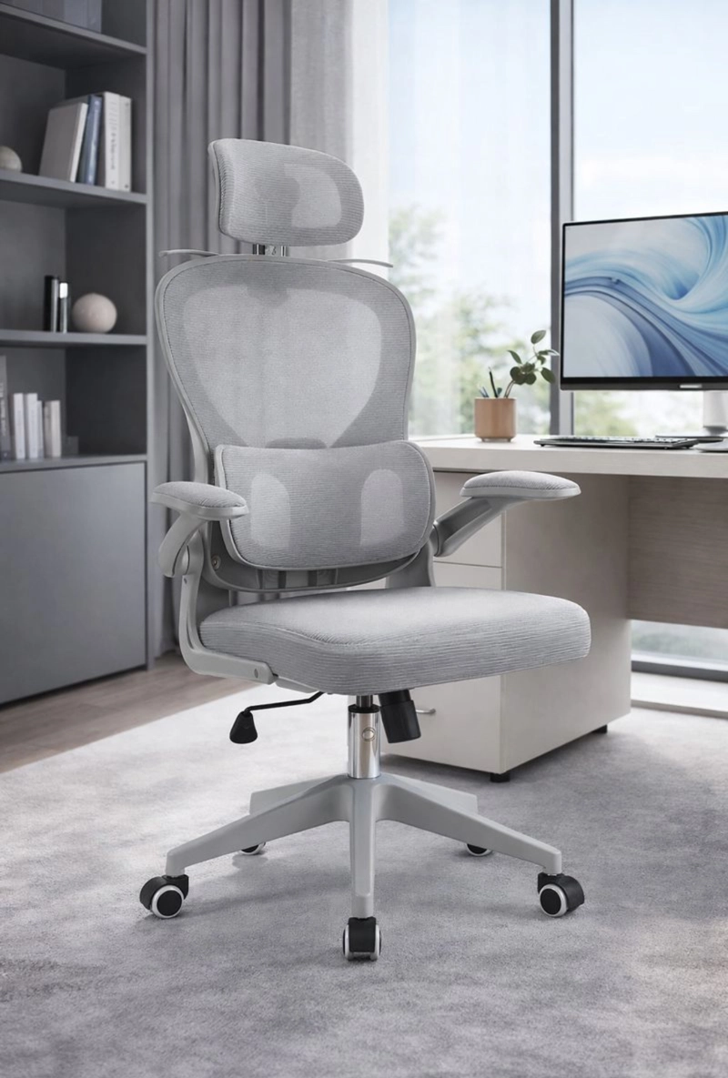 SILLA ERGONOMICA DE OFICINA PARA ESCRITORIO BOISE GRIS - 1