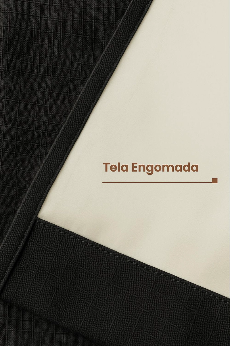 CORTINA DE TELA TIPO LINO 100% BLACKOUT ENGOMADA 2 PAÑOS NEGRO - 3