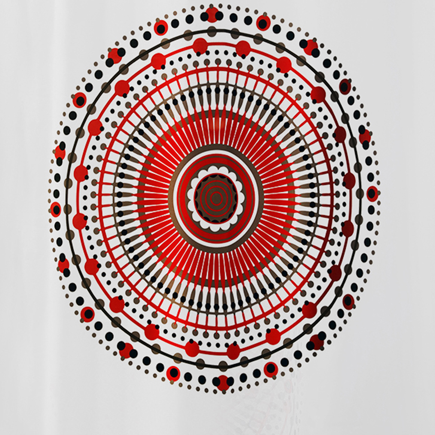 CORTINA PARA BAÑO ESTAMPADA MANDALA ROJO CON FORRO 2 PIEZAS - 2