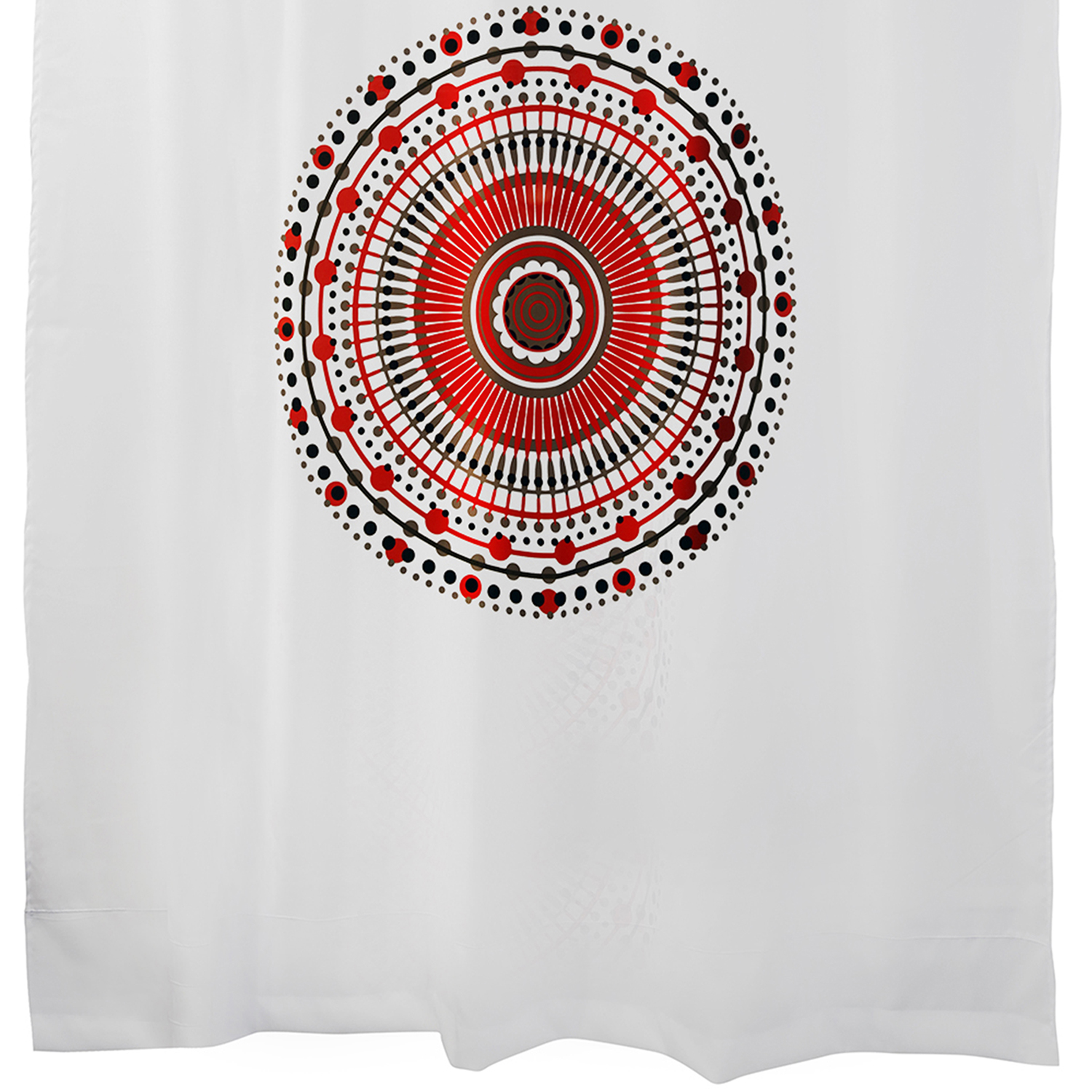 CORTINA PARA BAÑO ESTAMPADA MANDALA ROJO CON FORRO 2 PIEZAS - 3