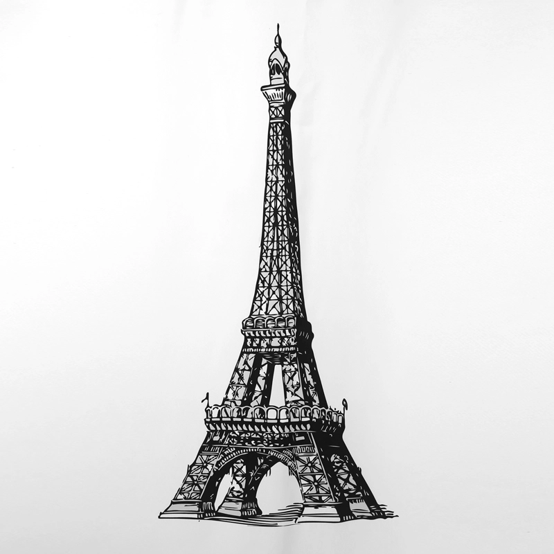 CORTINA PARA BAÑO ESTAMPADA EIFFEL PARIS SIN FORRO - 2