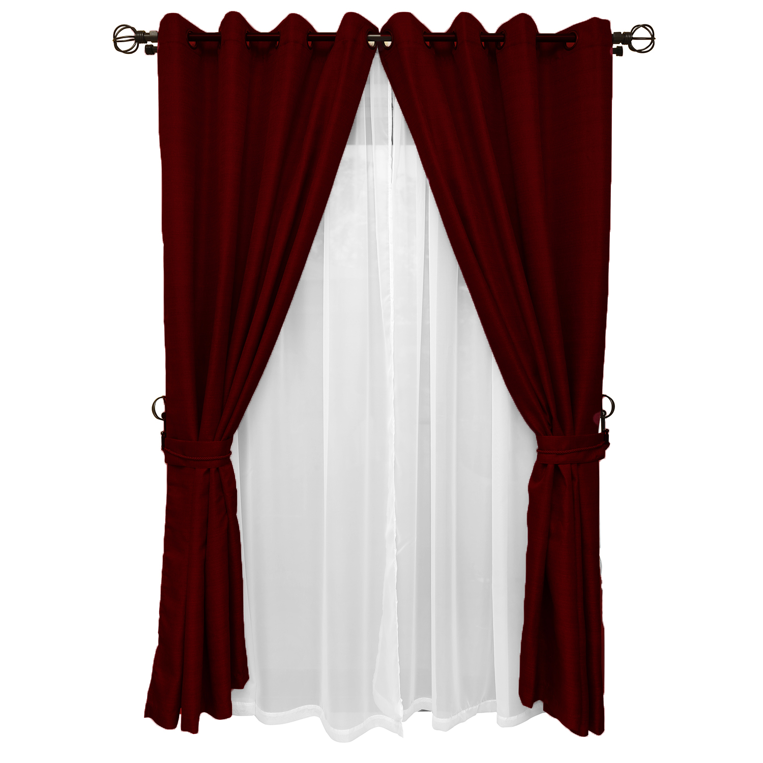 SET DE CORTINAS RÚSTICA CON ARGOLLA 8 PIEZAS TERRACOTA - 1