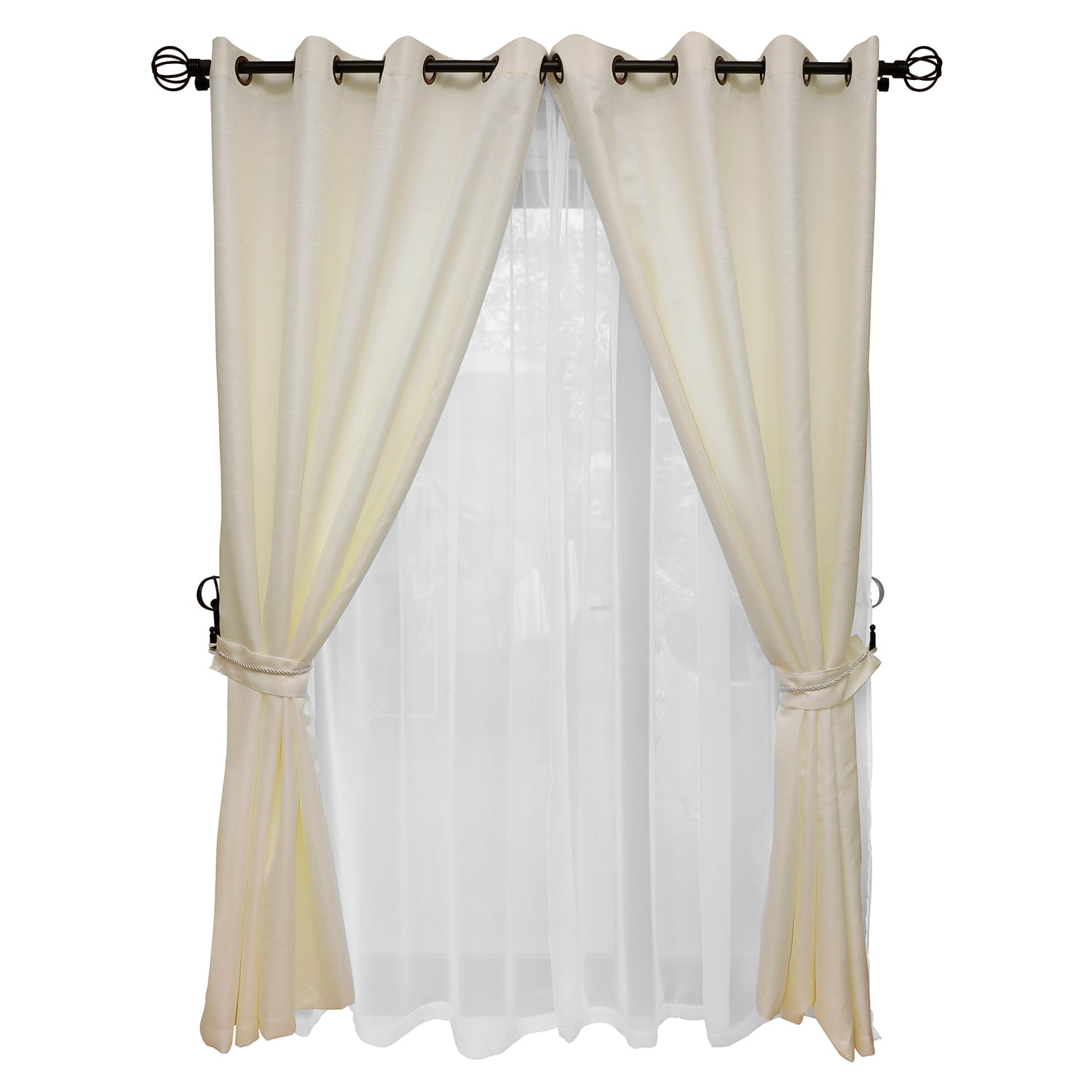 SET DE CORTINAS RÚSTICA CON ARGOLLA 8 PIEZAS CRUDO - 1