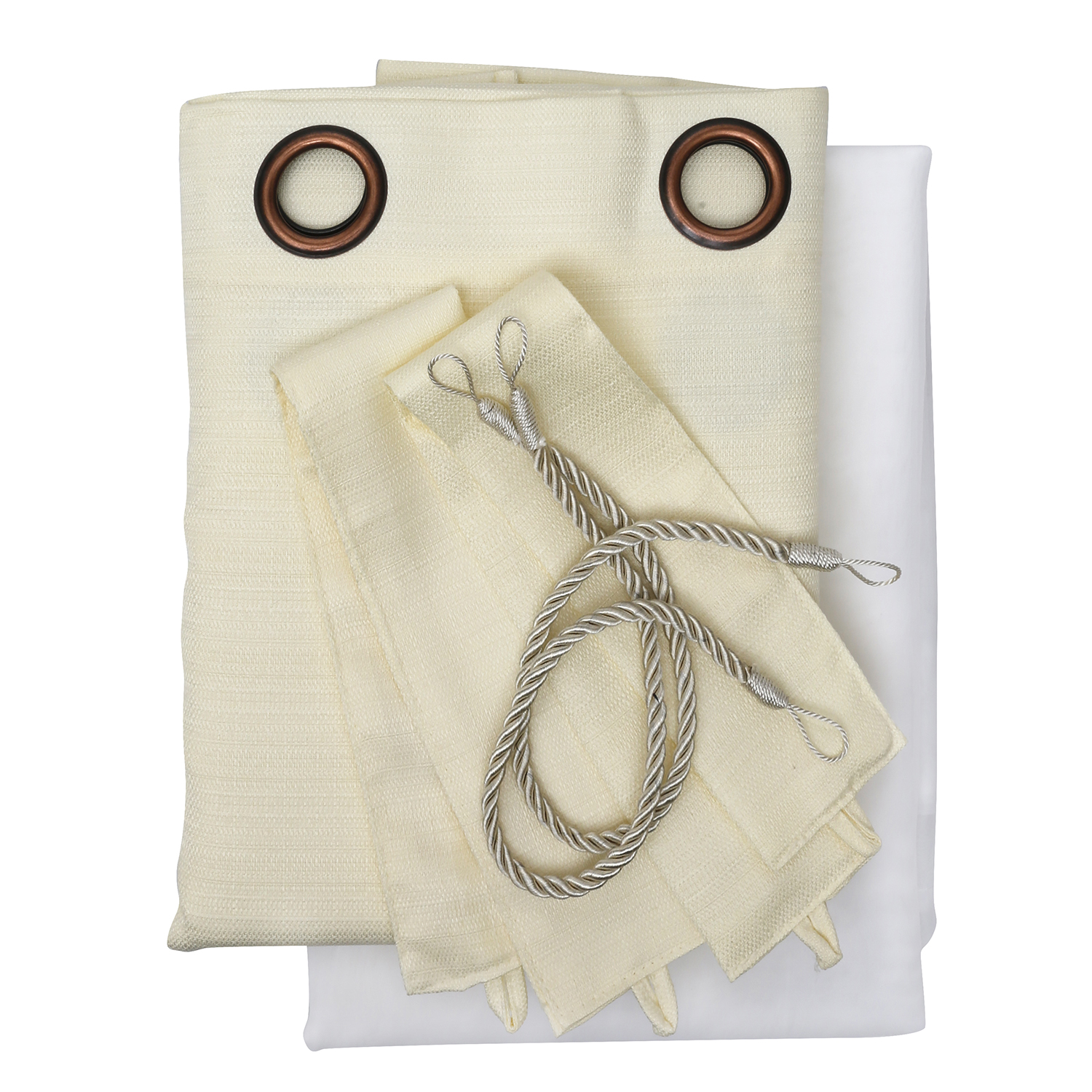 SET DE CORTINAS RÚSTICA CON ARGOLLA 8 PIEZAS CRUDO - 2