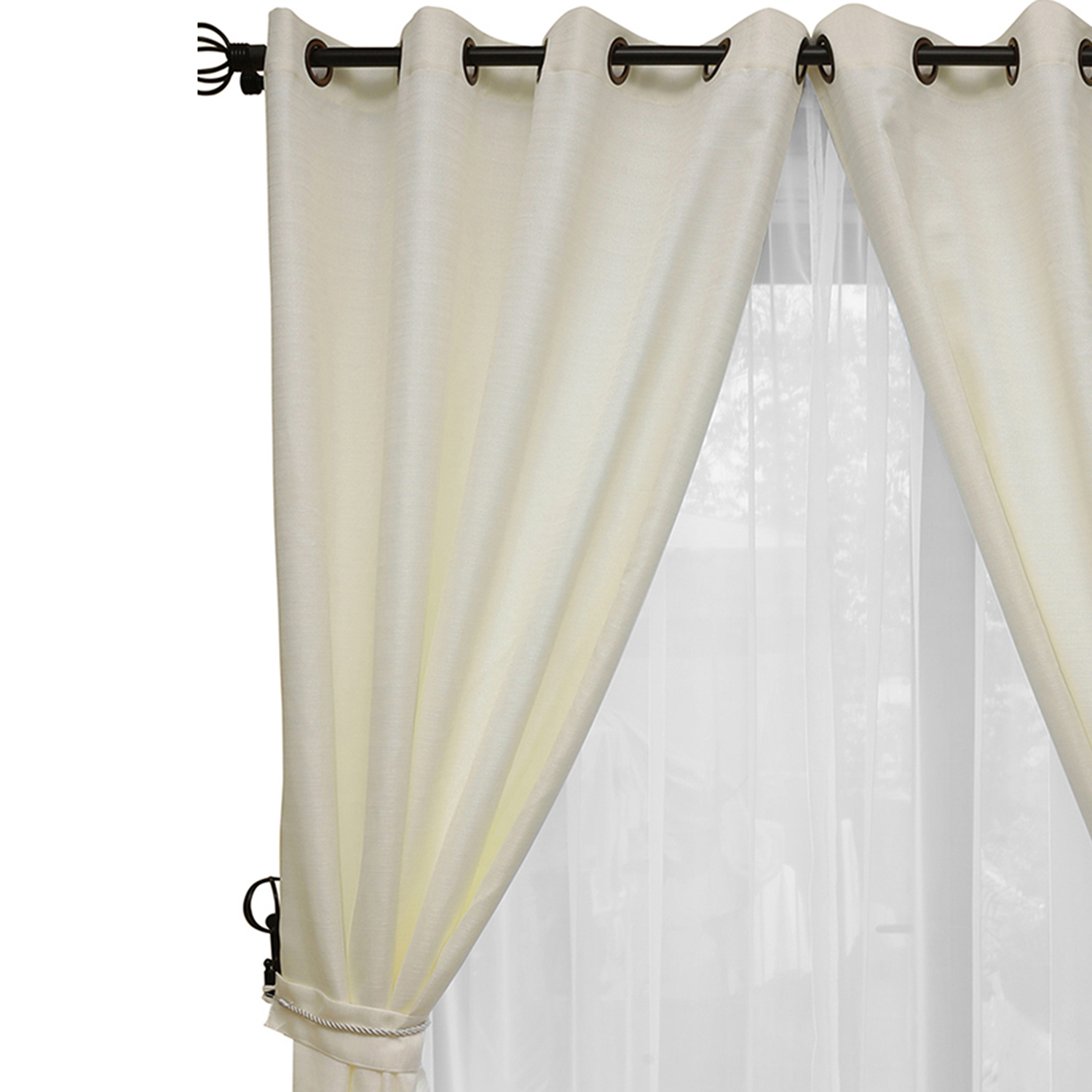 SET DE CORTINAS RÚSTICA CON ARGOLLA 8 PIEZAS CRUDO - 3