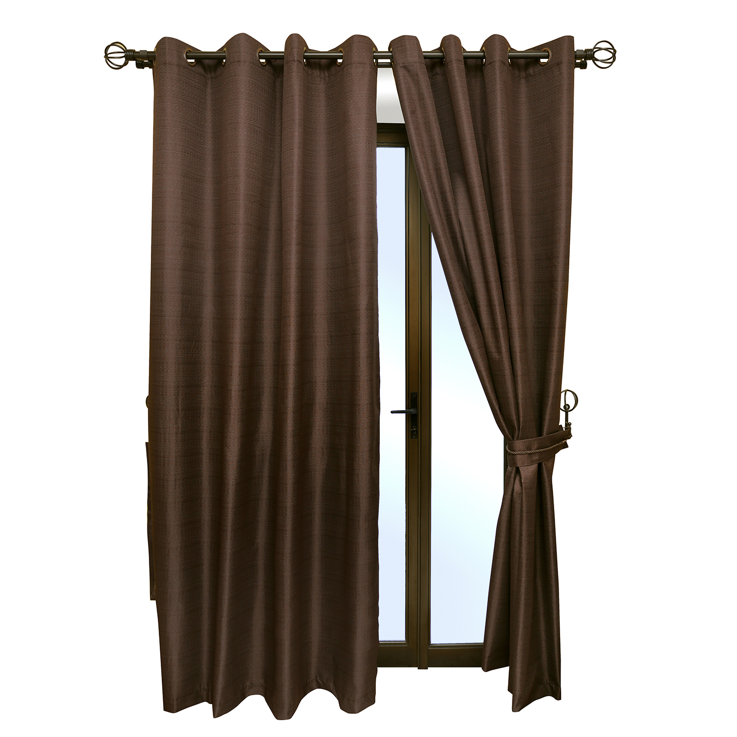 SET DE CORTINAS BLACKOUT CON ARGOLLAS 6 PIEZAS CHOCOLATE - 1