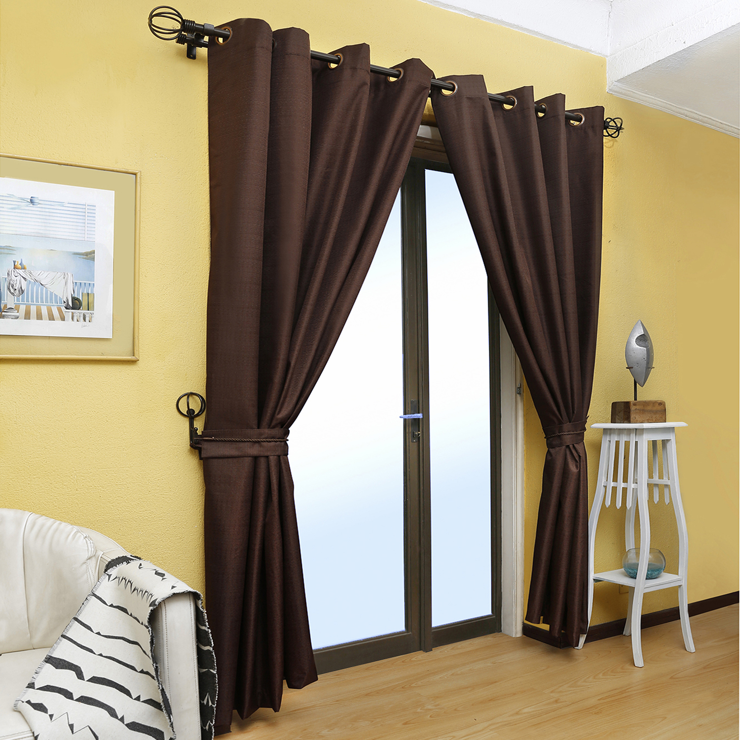 SET DE CORTINAS BLACKOUT CON ARGOLLAS 6 PIEZAS CHOCOLATE - 4