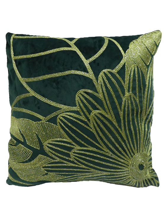 FUNDA MALLORCA DECORATIVA COJÍN FLORAL 45 X 45 CM VERDE PETROLEO - 1