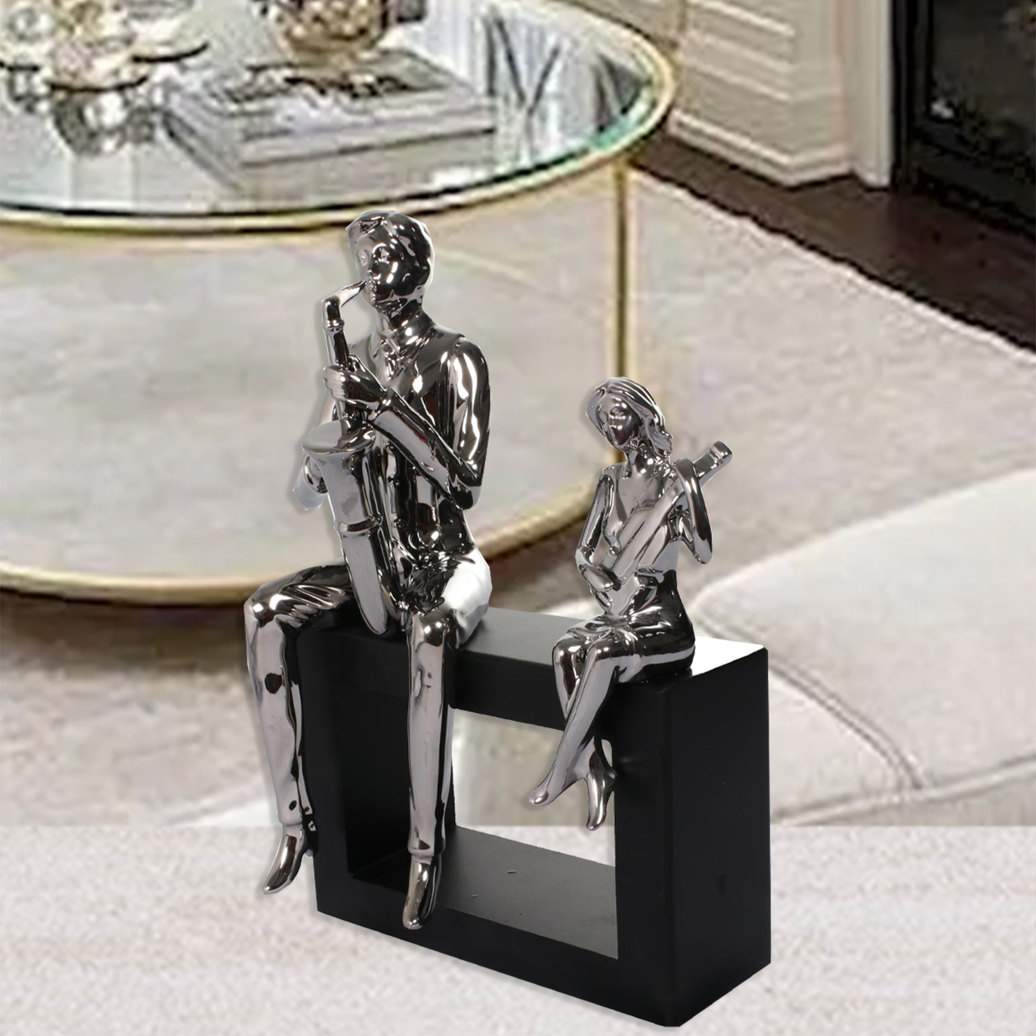 FIGURA DECORATIVA MUSICOS SILVER - 3